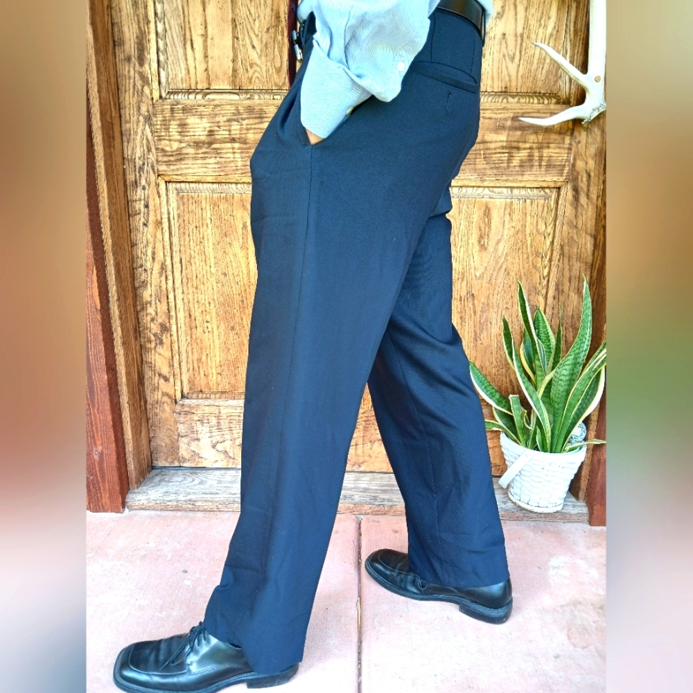 Hugo BOSS VINTAGE MENS Vasarely Slacks Pants Trousers Navy Size 36 Luxury
